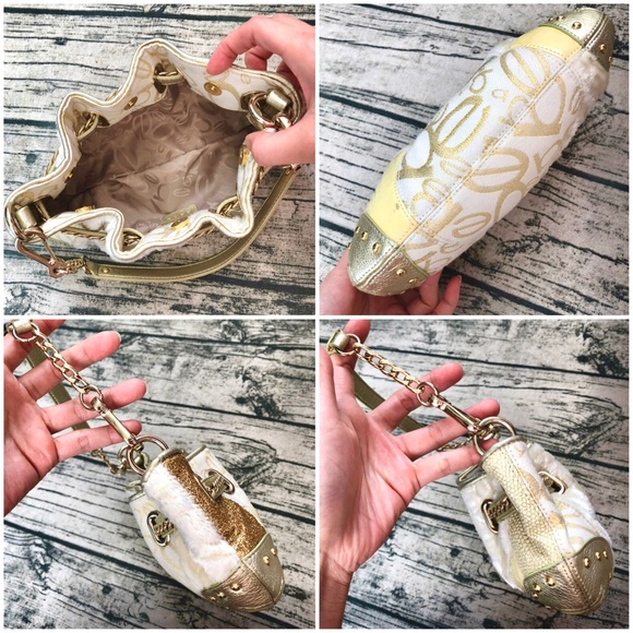 BEBE⚡️Metallic Gold Patchwork Studded Mini Bag - Picture 3 of 7